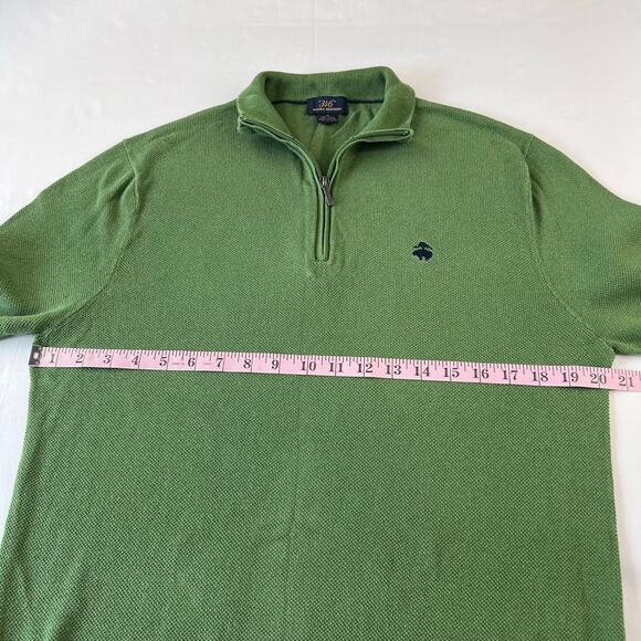 Brooks Brothers 346 Men’s Sz Medium Green Linen Blend Long Sleeve 1/4 Zip Shirt - Picture 5 of 6